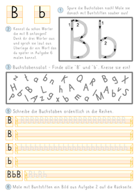 Lerne das B kennen Buchstabenlernblatt